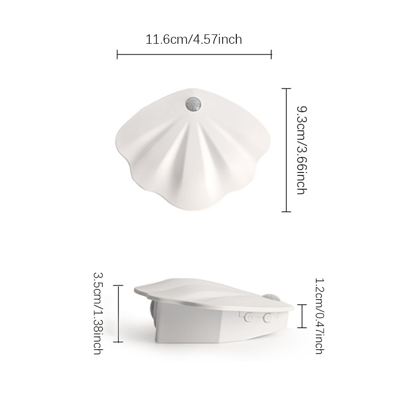 Rechargeable Night Light With Motion Sensor Wireless Magnetic Shell Shape Wall Lamp Dimming For Sta 5