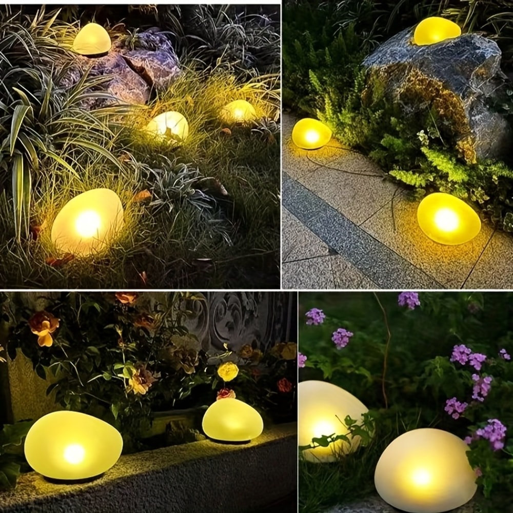 Solar Outdoor Waterproof Garden Light, Cobblestone Shaped Lamp for Yard, Patio, Lawn, Pathway, Garden