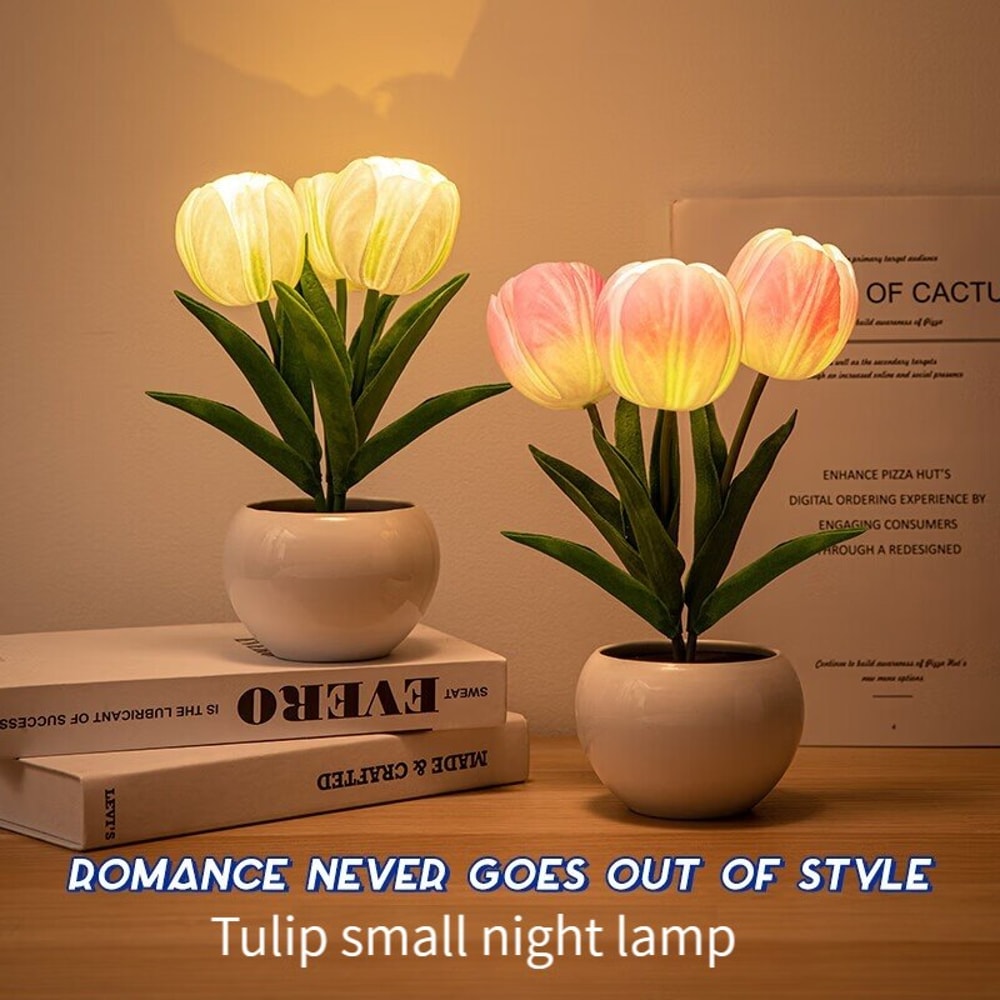 LED Tulip Night Light Battery Powered Bedside Light Valentines Day Gift Simulation Bouquet Atmosphe 3