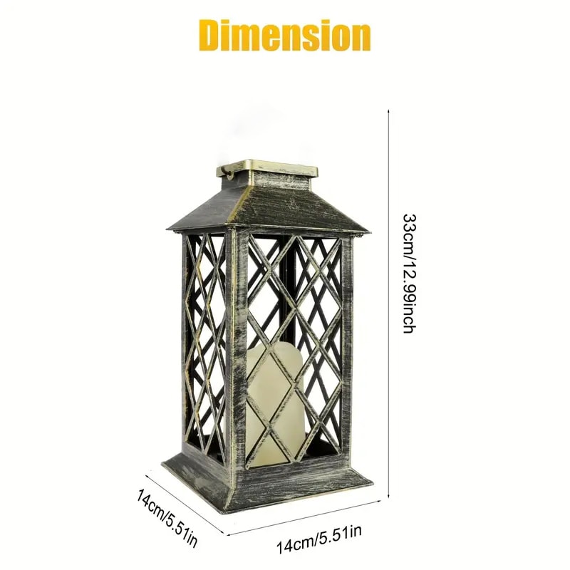 Solar Powered Outdoor Waterproof Courtyard Lights Hollowed Out Candle Holders Retro Pendant Lights 4