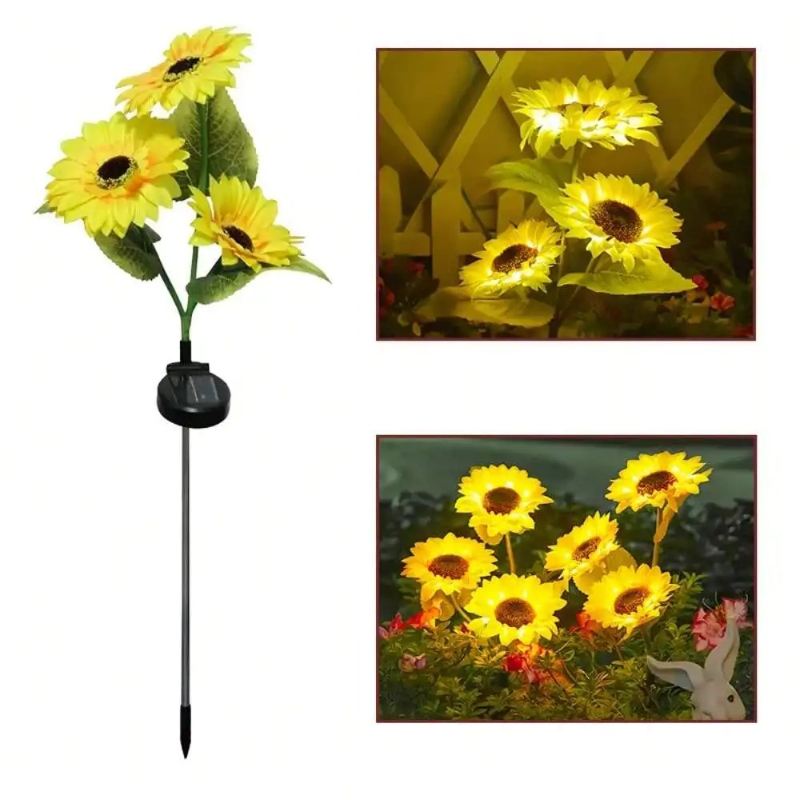 LED Solar Simulation Sunflower Lights, Garden Yard Lawn Night Lights, Landscape Lamp for Home Decoration, Outdoor Flower