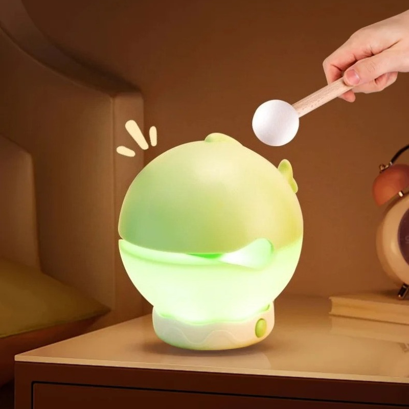 Rechargeable Wooden Fish Night Light Beating Fish Prayer For Luck Pray For Blessings Merit Sleeping 1