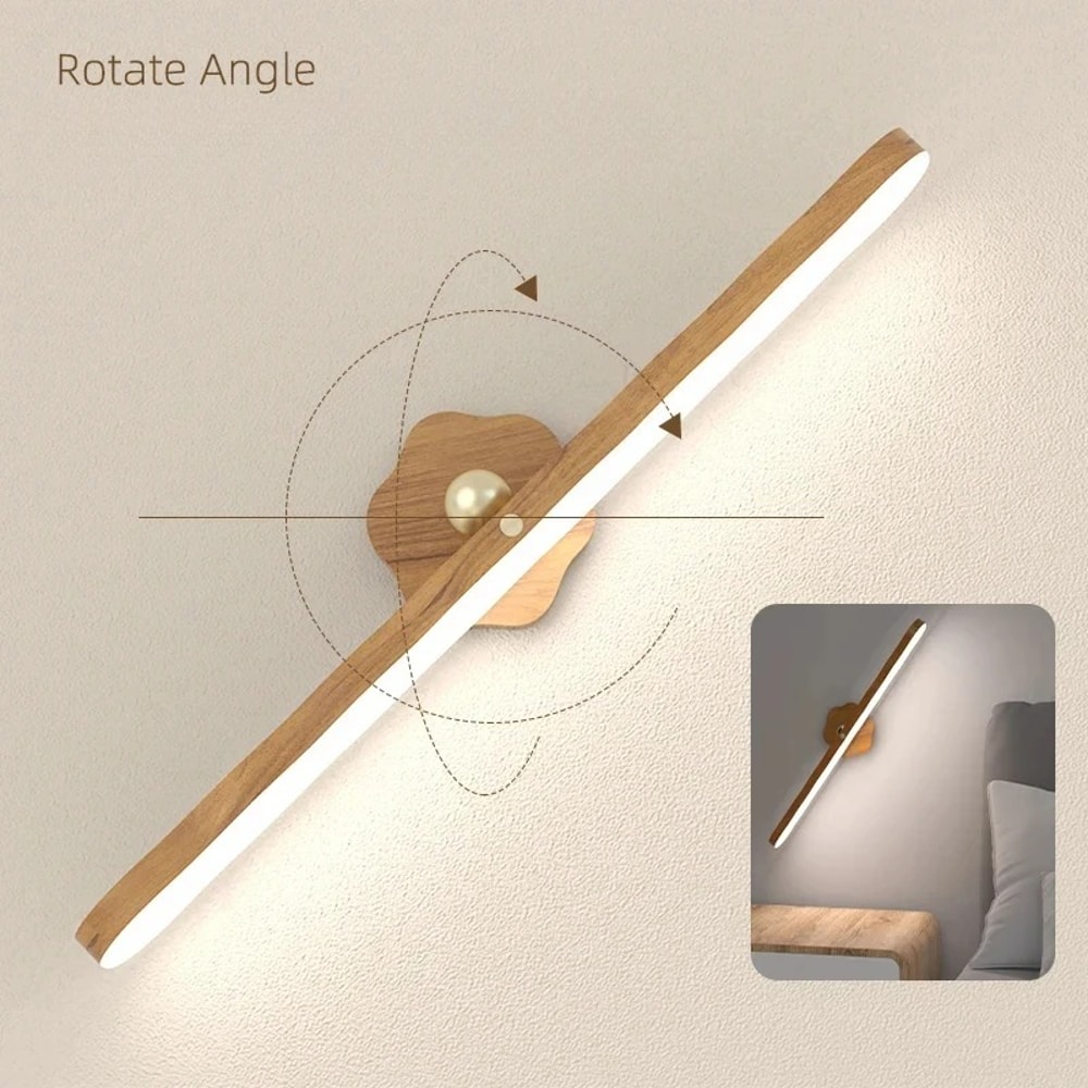 Portable Rechargeable Magnetic Wall Lamp Wooden LED Night Light Mirror Front Fill Light For Bedroom 1