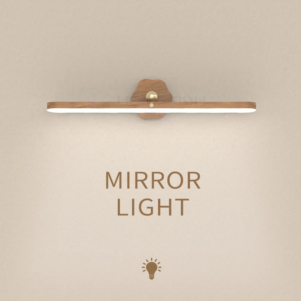 Portable Rechargeable Magnetic Wall Lamp Wooden LED Night Light Mirror Front Fill Light For Bedroom 2