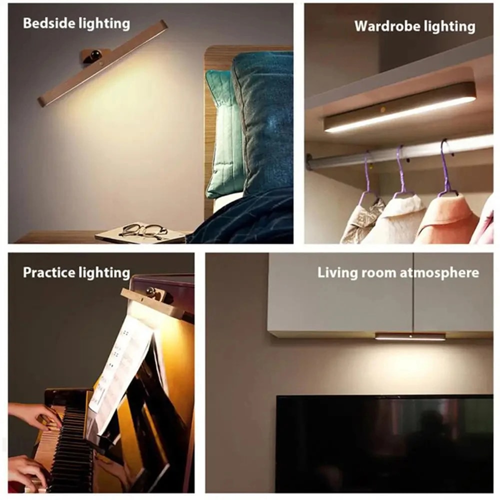 Portable Rechargeable Magnetic Wall Lamp Wooden LED Night Light Mirror Front Fill Light For Bedroom 5