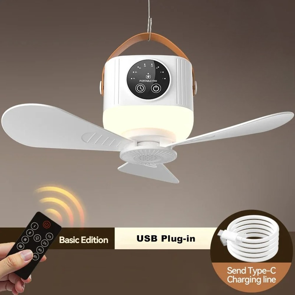 Silent Ceiling Fan Light LED Light With Fan Portable Rechargeable LED Lamp Remote Control For Bedro 8
