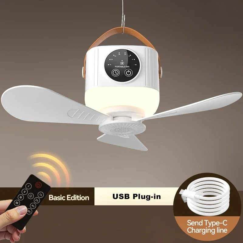 Silent Ceiling Fan Light LED Light With Fan Portable Rechargeable LED Lamp Remote Control For Bedro 8