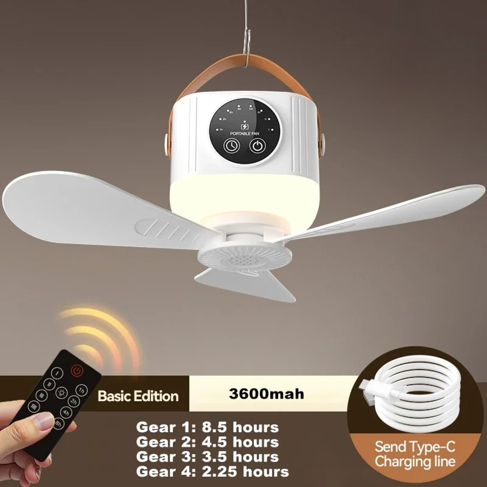 Silent Ceiling Fan Light LED Light With Fan Portable Rechargeable LED Lamp Remote Control For Bedro 6
