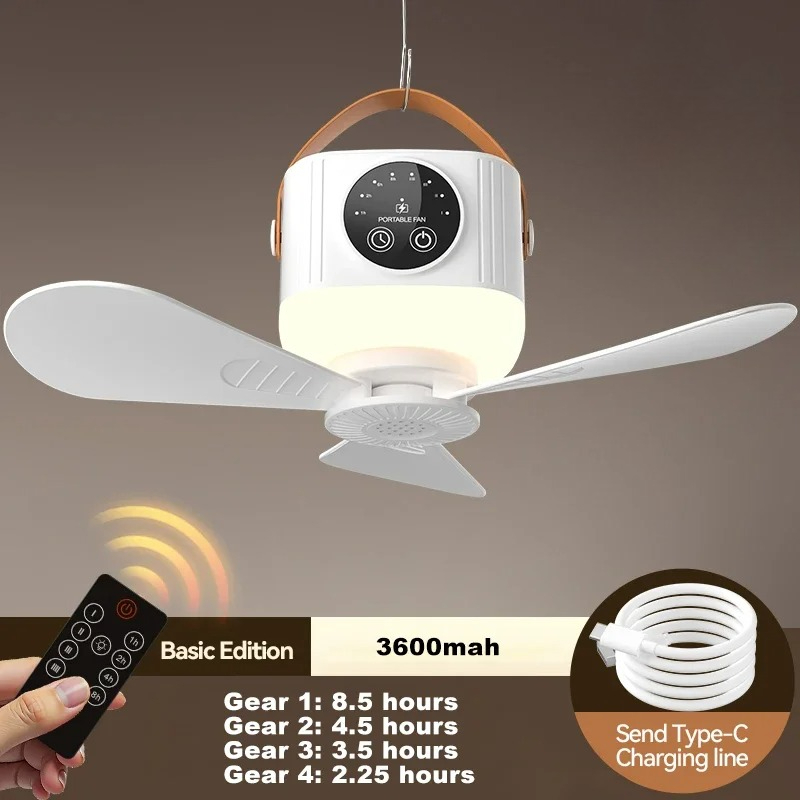 Silent Ceiling Fan Light LED Light With Fan Portable Rechargeable LED Lamp Remote Control For Bedro 6