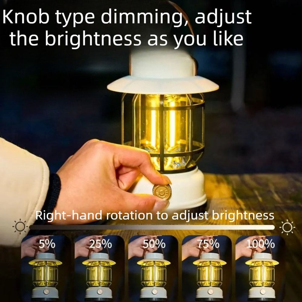 Vintage Camping Lantern Outdoor Waterproof Handheld Light Portable Tent Light Candle Atmosphere Lam 4