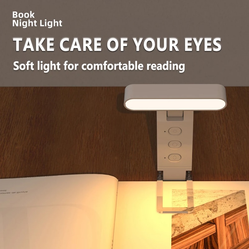 USB Clipon Reading Light Portable Rechargeable Book Clip Lamp For School Fold Able LED Bookmark Lig