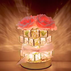 rubiks cube rose night light table lamp, atmosphere gift for bedroom, living room, birthday, valentines day decor