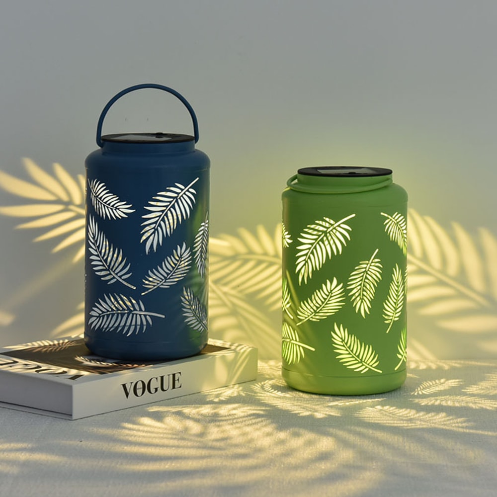 Solar Powered Hanging Lamp For Outdoor Courtyard Decor Ironwork Latticed Projection Lantern Villa B 2