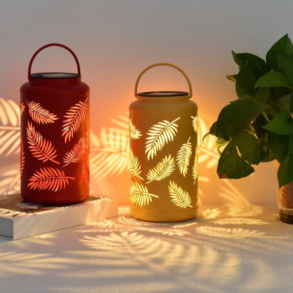 Solar Powered Hanging Lamp For Outdoor Courtyard Decor Ironwork Latticed Projection Lantern Villa B 4