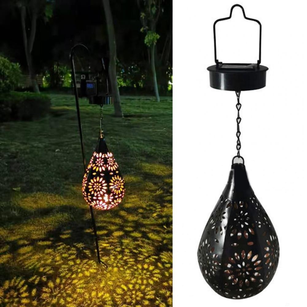 Solar Powered Outdoor Lantern, Waterproof Light, Hollowed-out Iron Art, Solar Decorative Projection Light Lamp for Yard