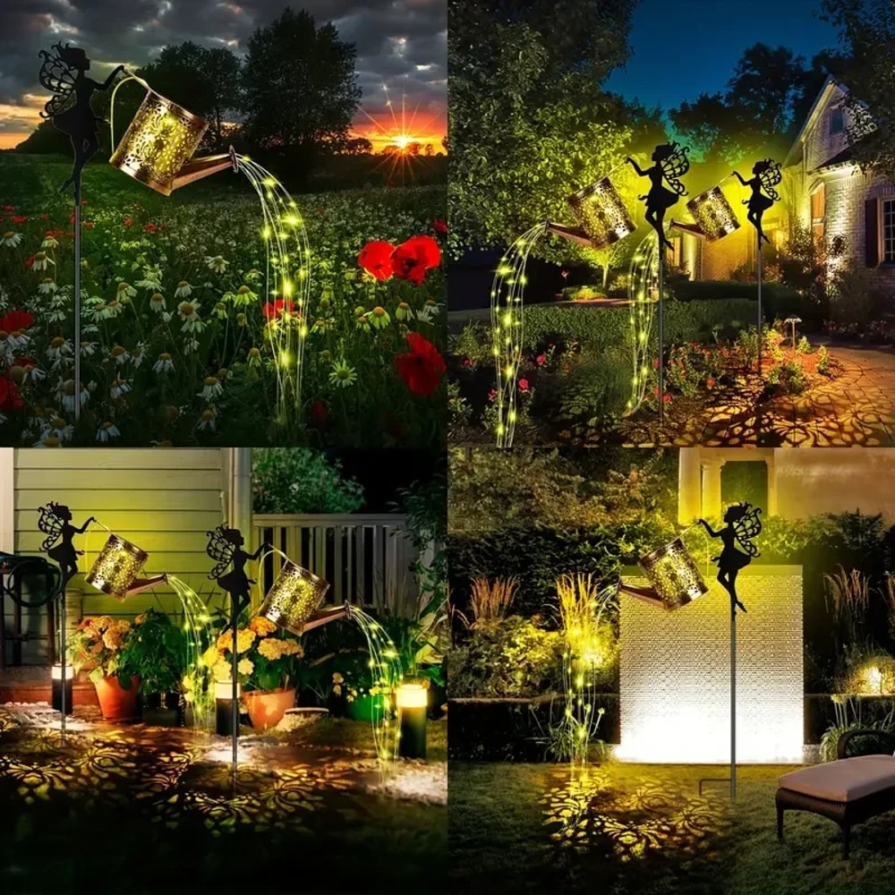 Solar Watering Can Lights Outdoor Garden Fairy Lights Waterproof Solar Hanging Kettle Lights For Pa 4