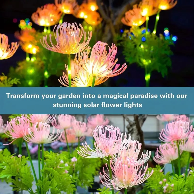 Solar Garden Lights Solar Flowers Lights With Glowing Flowers Stems Upgraded Solar Panel Yard Deco 3