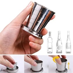 stainless steel portable water drinking cup, folding cup retractable telescopic collapsible cups, outdoor travel