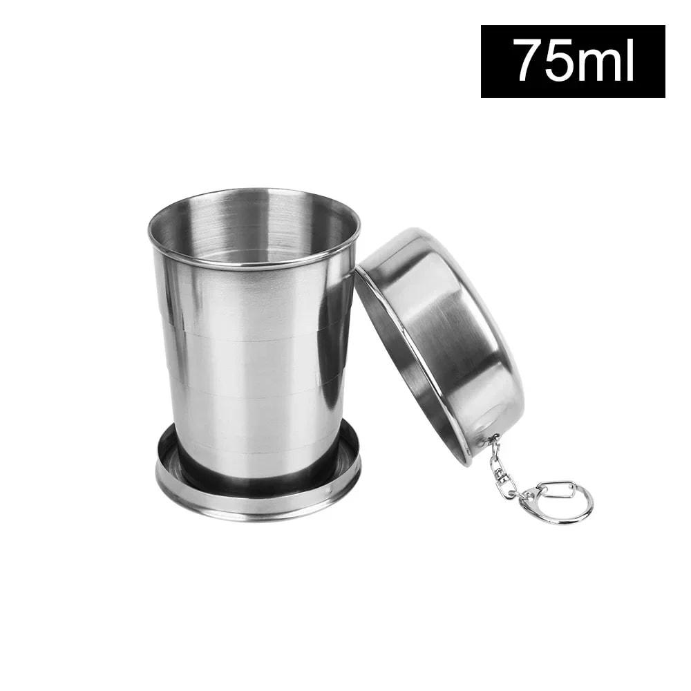 Stainless Steel Portable Water Drinking Cup Folding Cup Retractable Telescopic Collapsible Cups Out