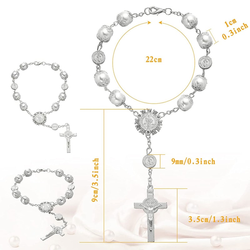 Car Ornaments Retro Imitation Pearl Cross Hanging Car Rear Ornament Auto Interior View Mirror 4