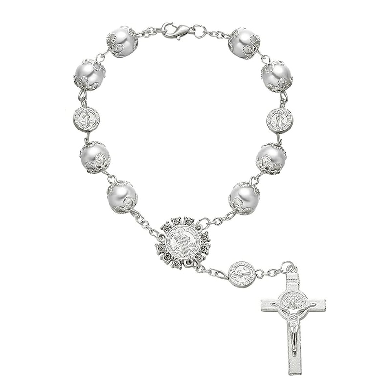 Car Ornaments Retro Imitation Pearl Cross Hanging Car Rear Ornament Auto Interior View Mirror 5