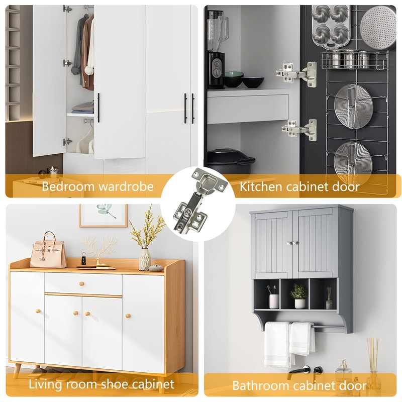 Stainless Steel Cabinet Door Hinge Hydraulic Damper Buffer Soft Close Quiet Wardrobe Hinges Conceal 4