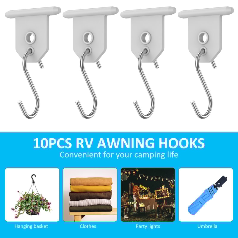 Sturdy Awning Hooks For RV Shaped Camping Awning Hooks Metal Party Light Hangers For Hats Outdoor C 1