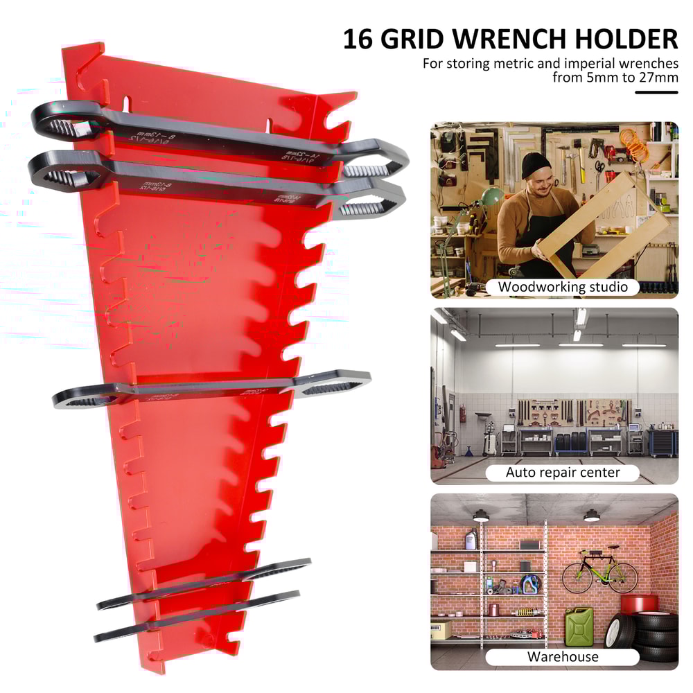 Wrench Spanner Holder Organizer Wall Mounted Tool Tray Rack Garage Storage Rail Bracket Household T 2