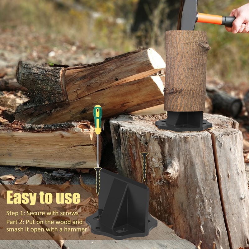 Kindling Splitter Sturdy Carbon Steel Log Wood Splitter Portable Tool With Cloth Bag Manual Splitte 2
