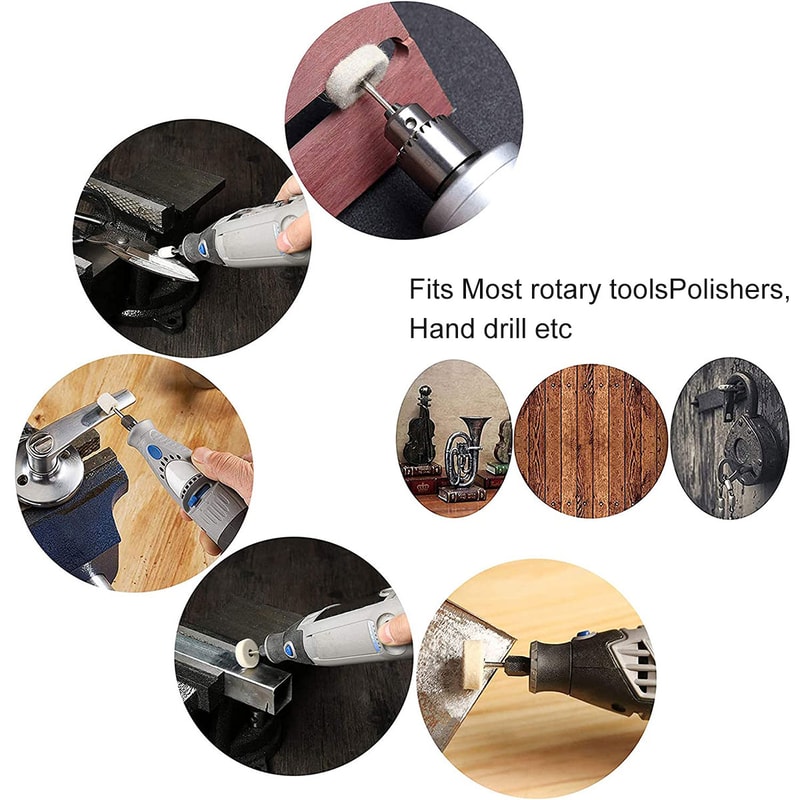 Wool Felt Grinding Sanding Head Polishing Wheel Tool Combination Set Shank Dremel Drill For Jewelle