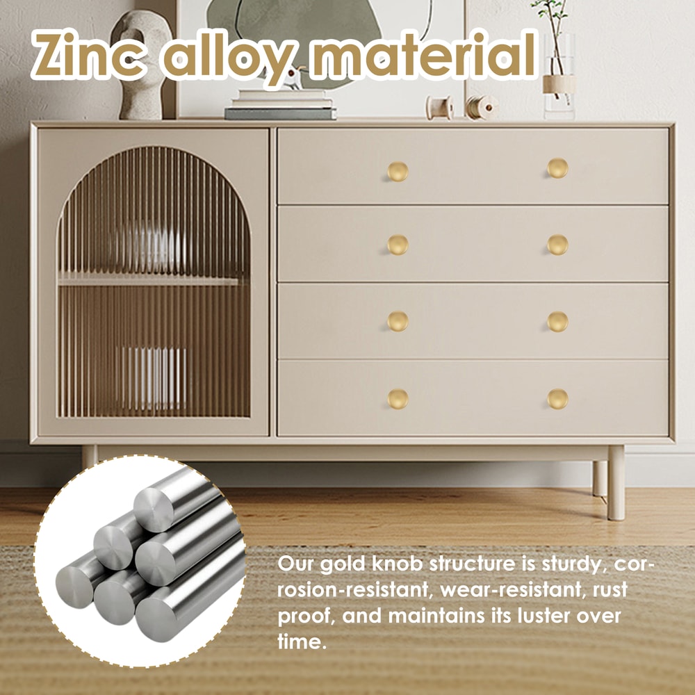 Gold Drawer Knob Set Rustproof Zinc Alloy Cabinet Handles Decorative Dresser Knobs Pull Handle Furn