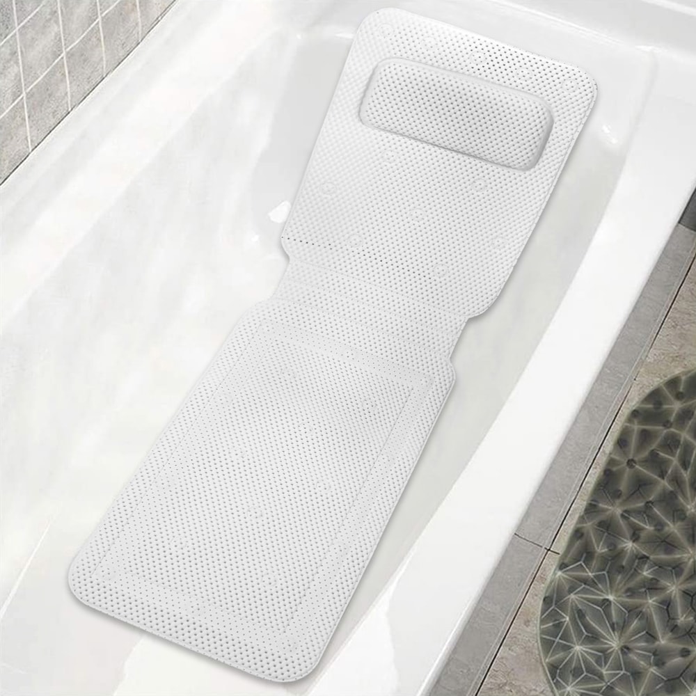 Non-slip Bathtub Cushion Mat with Suction Cup, Full Body Rest Bath Pillow, SPA Neck Cushion for Bathroom Safety