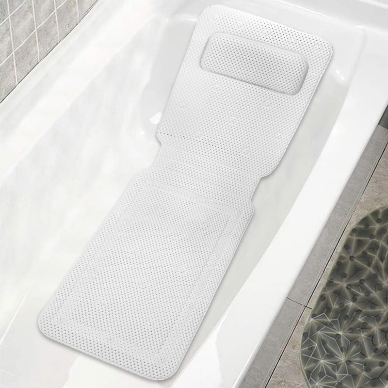 Non-slip Bathtub Cushion Mat with Suction Cup, Full Body Rest Bath Pillow, SPA Neck Cushion for Bathroom Safety
