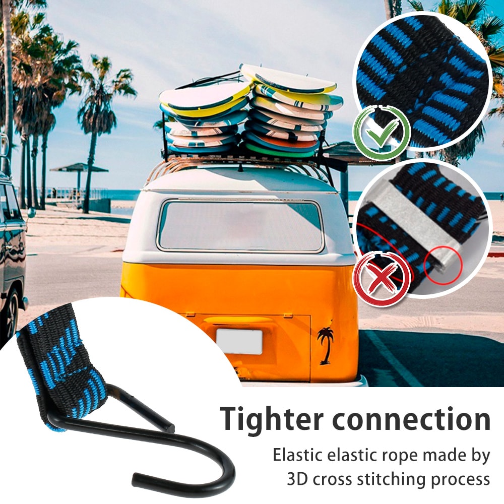Bungee Cords Heavy Duty Elastic Bungees Cords With Hooks AntiSlip Flat Elasticity Rope For Luggage 2