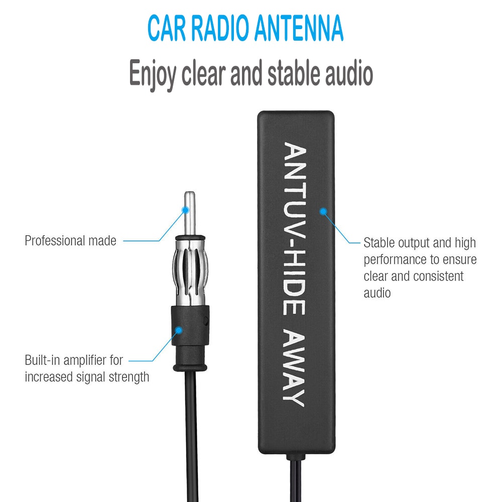 Universal Hidden Amplified Antenna Kit, Electronic Stereo AM/FM Radio, Fits Car, Truck, Motorcycle, Boat, Golf Cart