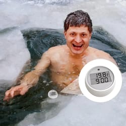 floating pool thermometer with digital lcd display, ice swimming bath water temperature monitor with flashing light led