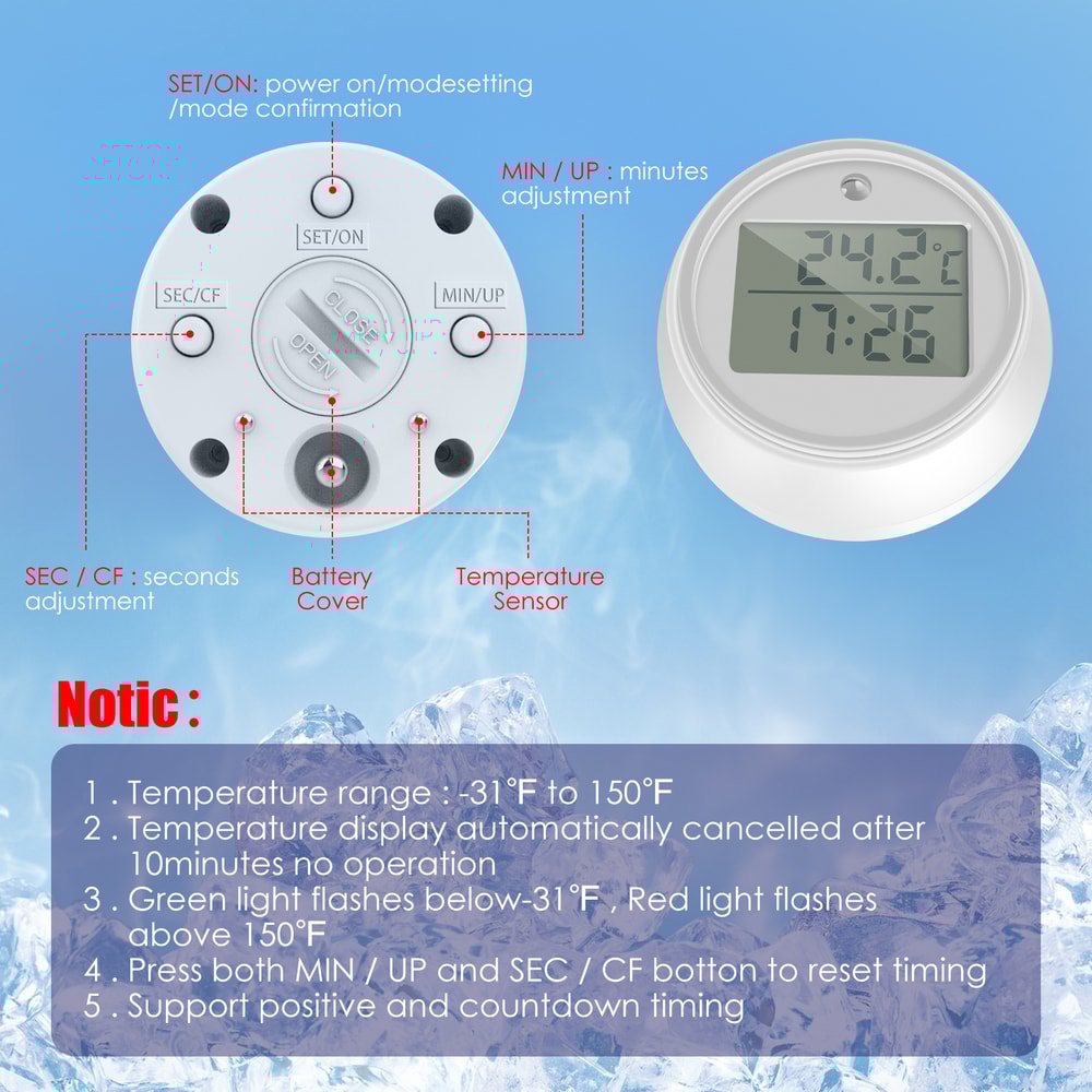 Floating Pool Thermometer With Digital LCD Display Ice Swimming Bath Water Temperature Monitor With 3