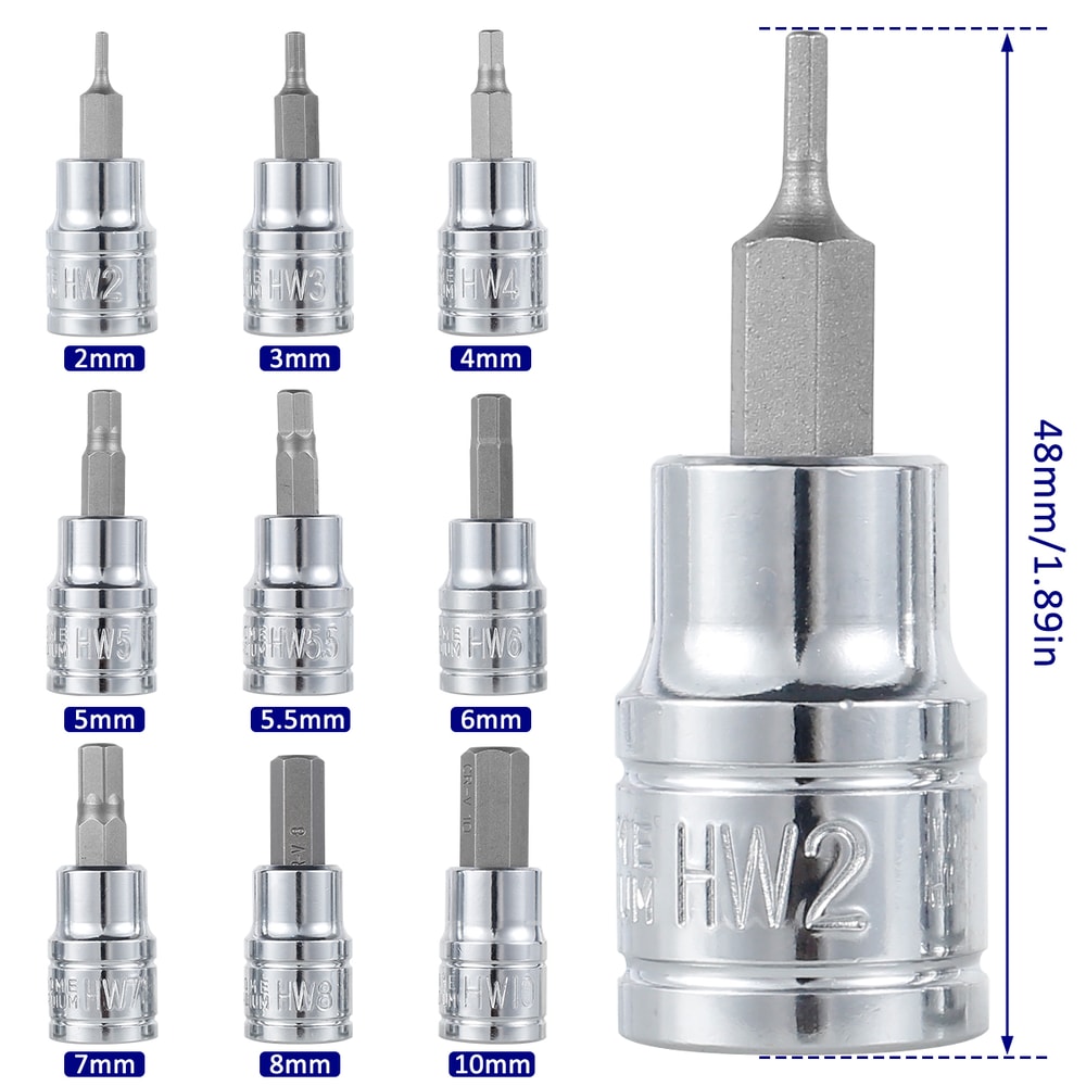 Socket Set Sturdy Allen Key Sockets Professional 38inch Drive Drill Durable Impact Socket Set Metri 6