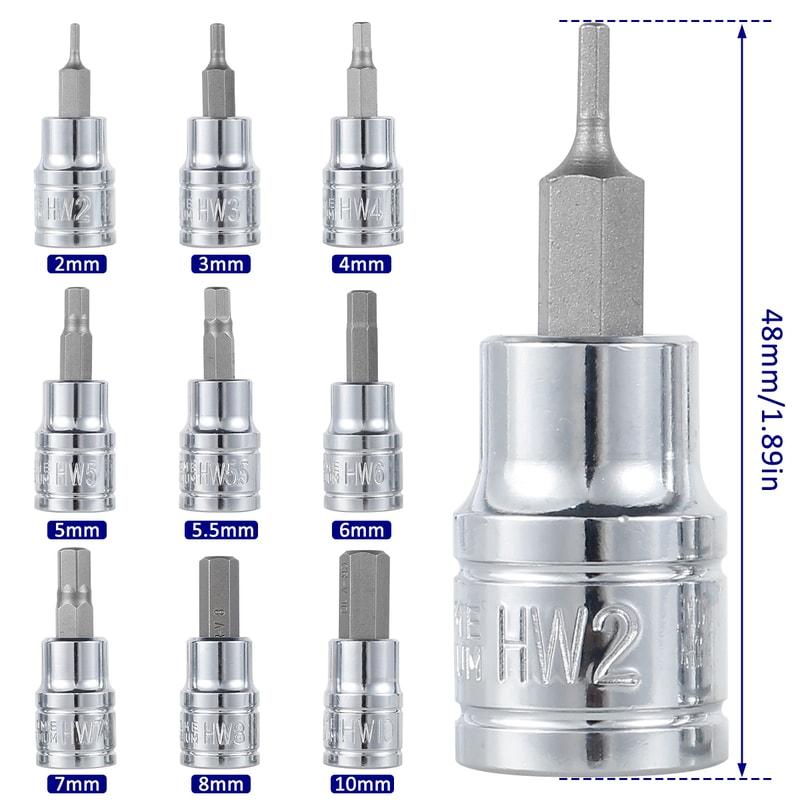 Socket Set Sturdy Allen Key Sockets Professional 38inch Drive Drill Durable Impact Socket Set Metri 6