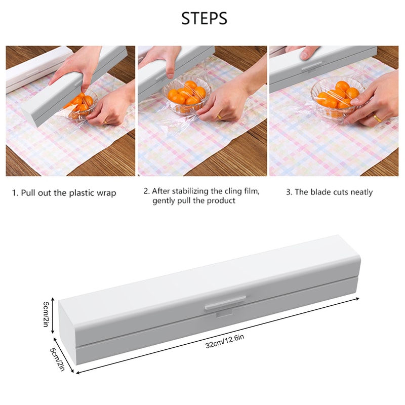 Cling Film Cutter, Plastic Wrap Dispenser, Magnetic Cling for Food, Keep Fresh with Cutter Blade Kitchen Accessory