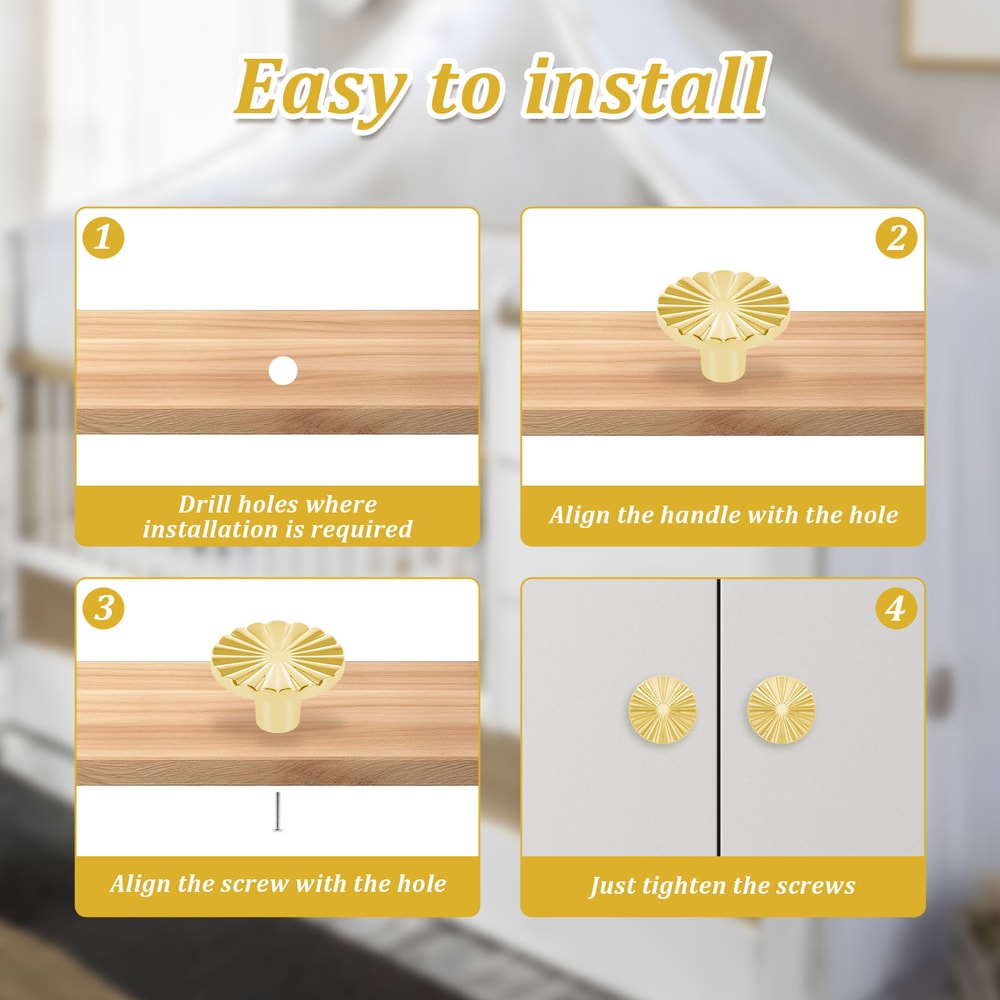 Solid Brass Drawer Knobs Antique Design Cupboard Door Knob Round Pure Copper Dresser Handle Knob 2