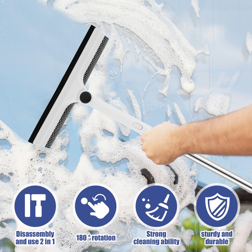 Window Cleaner Sponge Squeegee & Scrubber, Extendable Outdoor Glass & Mirror Cleaner