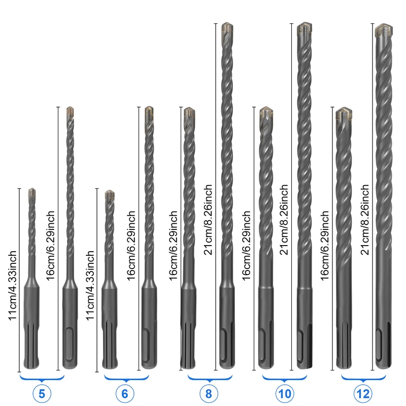 SDS Plus Hammer Impact Drill Bit Set Carbide Rotary Hammer Drill Bits For Stone Concrete Granite 5