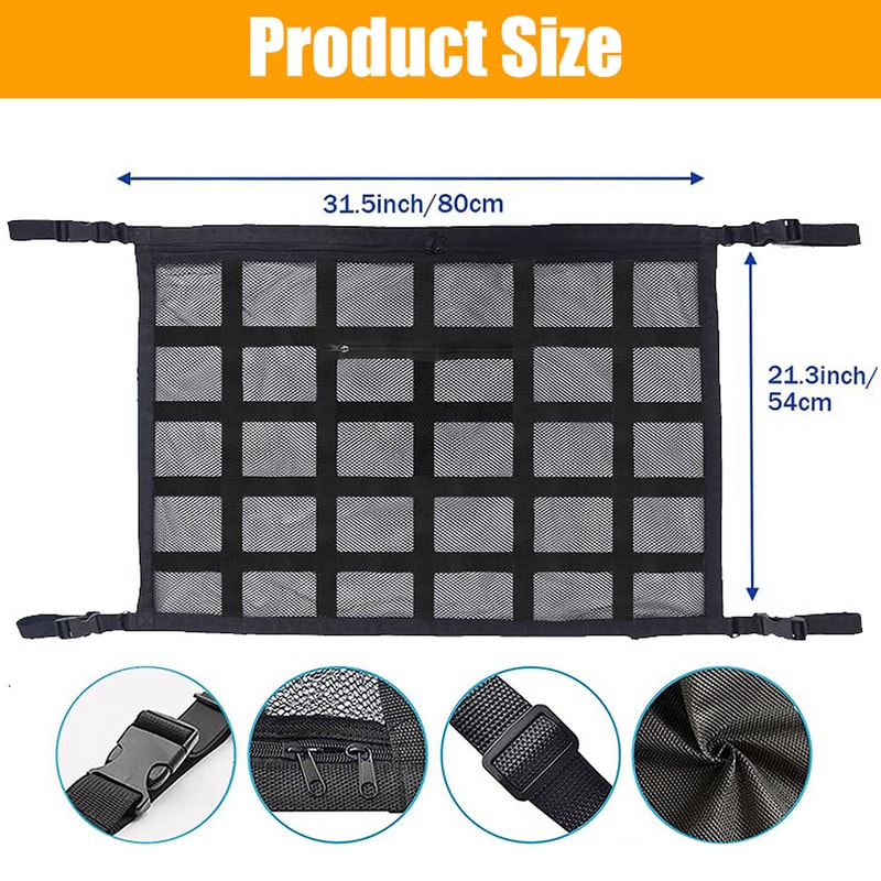 Car Strong Net Bag Load Bearing Mesh Car Roof Storage Capacity Car Ceiling Auto Accessories Organis 5