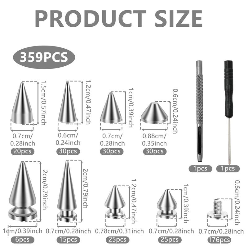 Round Cone Spikes Catalpa Alloy Screw Back Punk Rivet Studs DIY Leather Craft Accessories Screw Bac 5