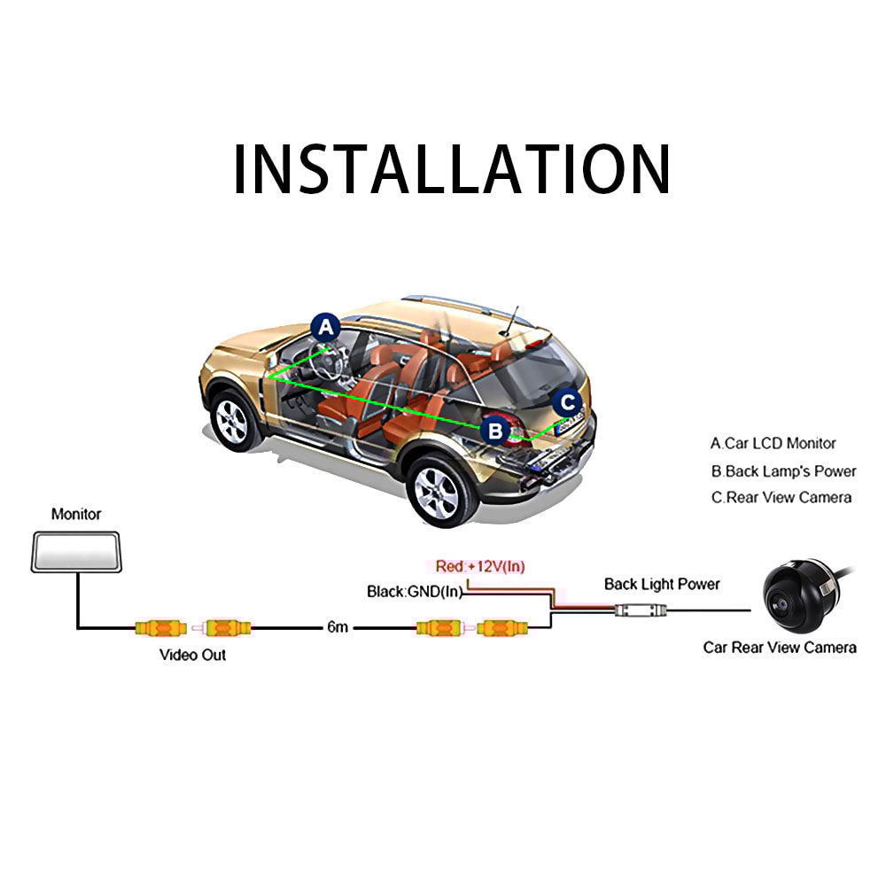 Car Backup Camera Rear HD Wide Viewing Angle CCD Camera Night Vision 4