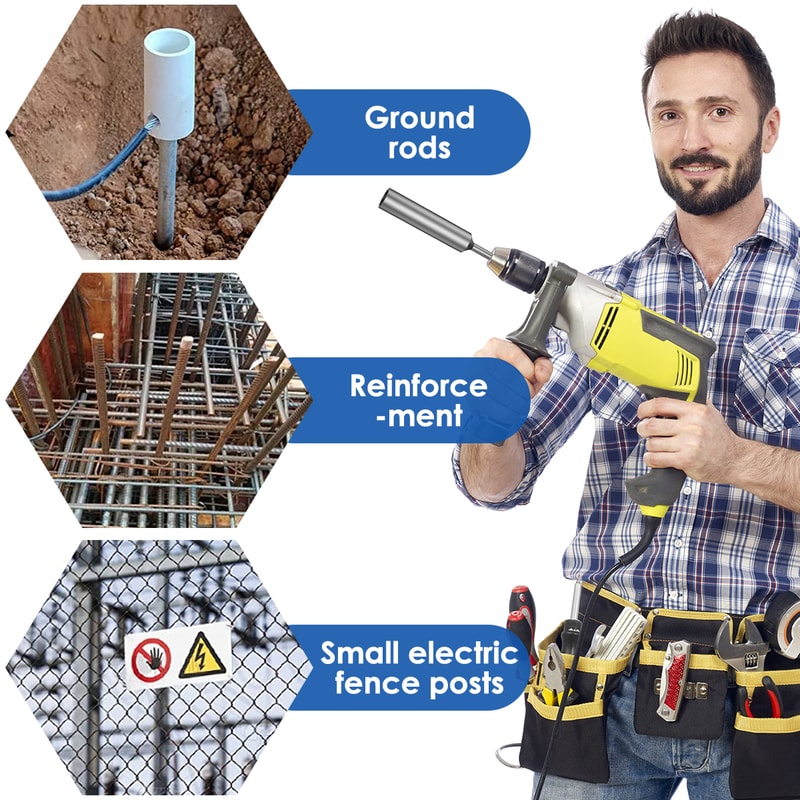 SDS Plus Ground Rod Driver For Rotary Hammer Drill Tools Hardened Steel Earth Stake Hammer Drill Gr 4