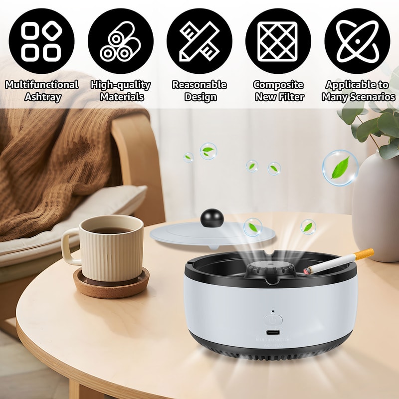 Purifier Ashtray Smoking Accessories With Lid Filter SecondHand Smoke Remove Odour For Family Offic 2