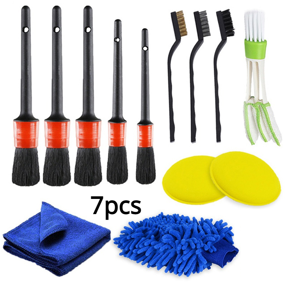 Cleaning Detailing Leather Air Vents Care, Dust Clean Brush Set for Car, Motorcycle Interior, Exterior Tools
