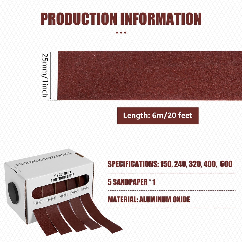 Roll Grits Sandpaper Dry Grinding Emery Sanding Belt Abrasive Paper Pack With Dispenser Cloth For M 6
